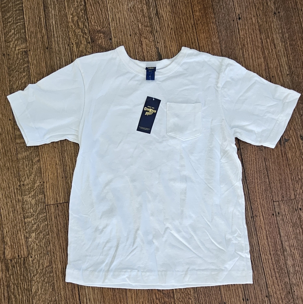 NWT Boys OshKosh Plain White Pocket Tshirt Size 8